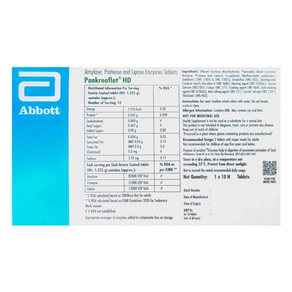 PANKREOFLAT HD GLUTEN FREE Tablet 10's - Digestion-Dig