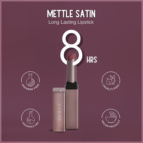 SUGAR Cosmetics Mettle Satin Lipstick - 02 Elizabeth (Rosy Cheeks Pink) 2.2 gm - Lipsticks