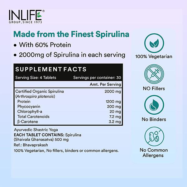 Inlife Spirulina 2000 mg Tablet 120's - Herbal Dietary Supplement