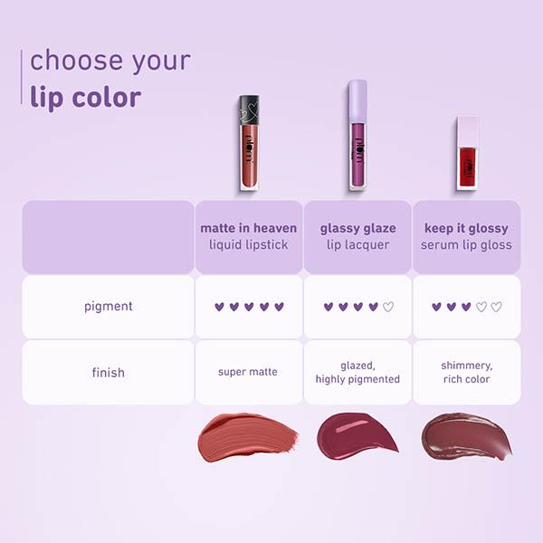 Plum Glassy Glaze Lip Lacquer 3-In-1 Lipstick + Lip Balm + Gloss, 04 Blushing Babe 4.5 ml - Liquid Lipsticks