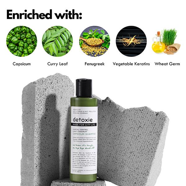 Detoxie Anti-Dandruff and Flake Relief Capsicum Shampoo 100 ml - Shampoos