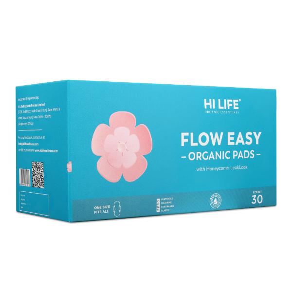 Hi Life Flow Easy Organic Pads 30's - Sanitary Napkins