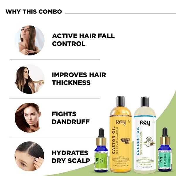 Rey Naturals Hair Oil Combo of 4 430 ml - Essential Oils