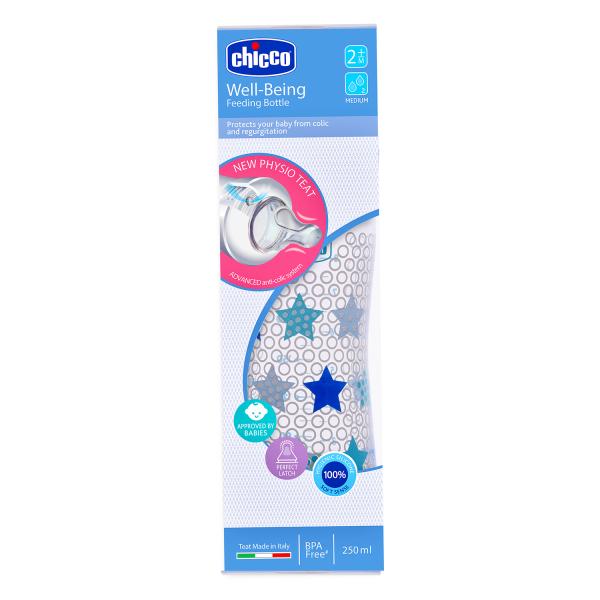 Netmeds | Chicco Wellbeing Feeding Bottle - Blue 250 ml