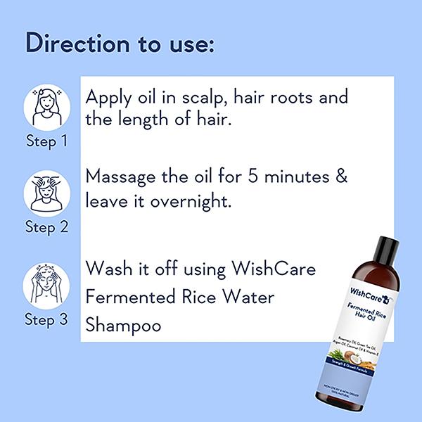 Wishcare Fermented Rice Hair Growth Oil - Strength and Growth formula - Hair Applicator 200ml - Hair Oils