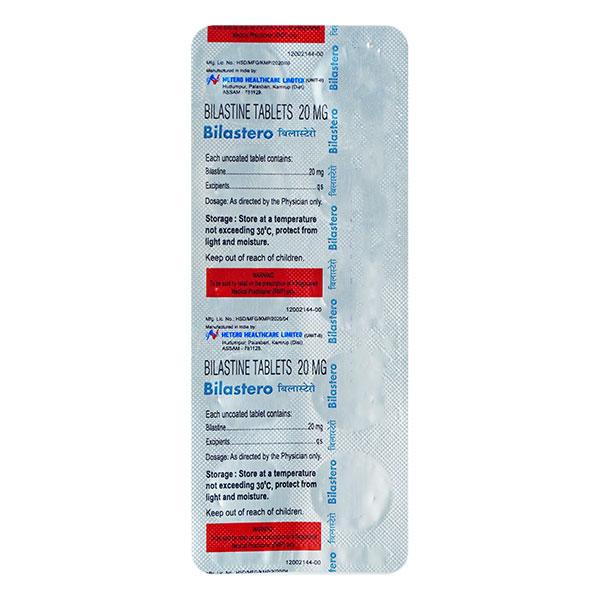 BILASTERO 20mg Tablet 10's - Allergies-Ant