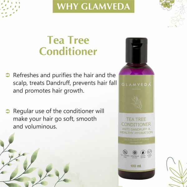 Glamveda Anti Dandruff and Healthy Hydration Tea Tree Conditioner 100 ml - Conditioners