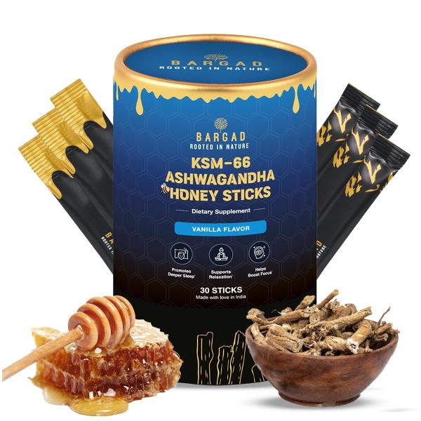 Netmeds | Bargad KSM-66 Ashwagandha Honey Sticks - Vanilla Flavour 30's