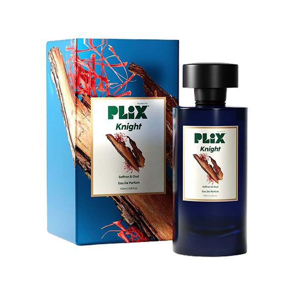 Netmeds | PLIX Mood Range Knight Perfume for Date Night - Perfect for Date & Romantic Evening, Long Lasting Fresh Saffron & Oud Fragrance 100 ml