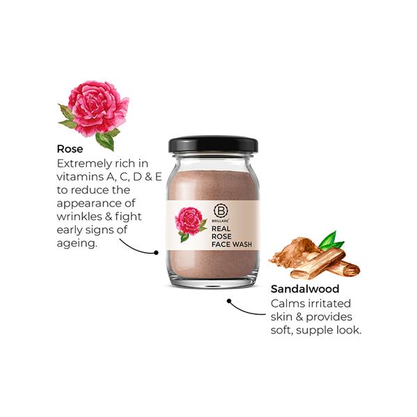 Brillare Real Rose Face Wash For Hydrated, Younger Looking Skin 45 gm - Face Wash & Cleansers