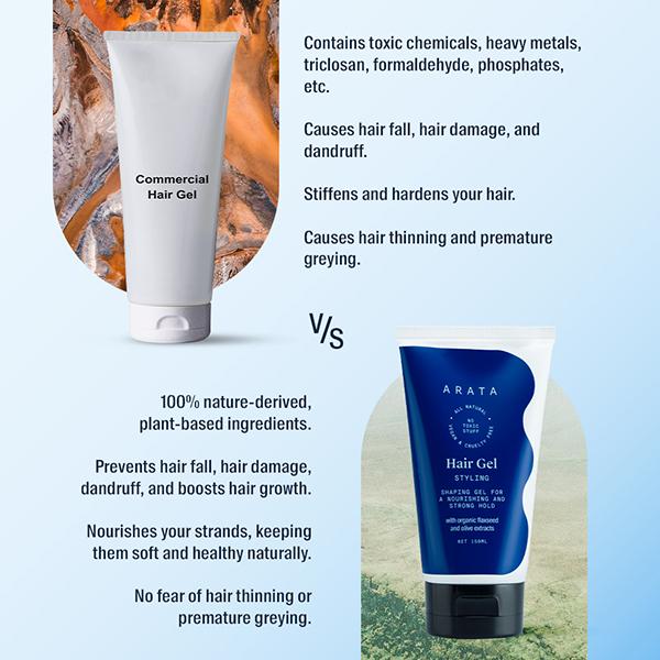 Arata Natural Hair Gel for Styling, Shaping and Strong Hold 150ml - Hair Gels & Waxes
