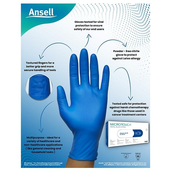 Ansell Micro Touch Nitrile Examination Gloves - Royal Blue (M) 100's - Gloves - S