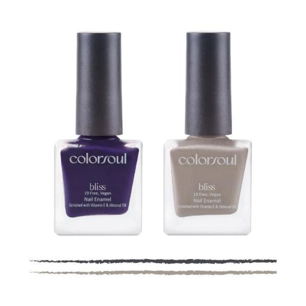 Colorsoul Bliss Vegan Nail Enamel, Indigo Wine, Summer Trail, B09, B11 (Pack of 2 x 8 ml) 1's - Nail Polish