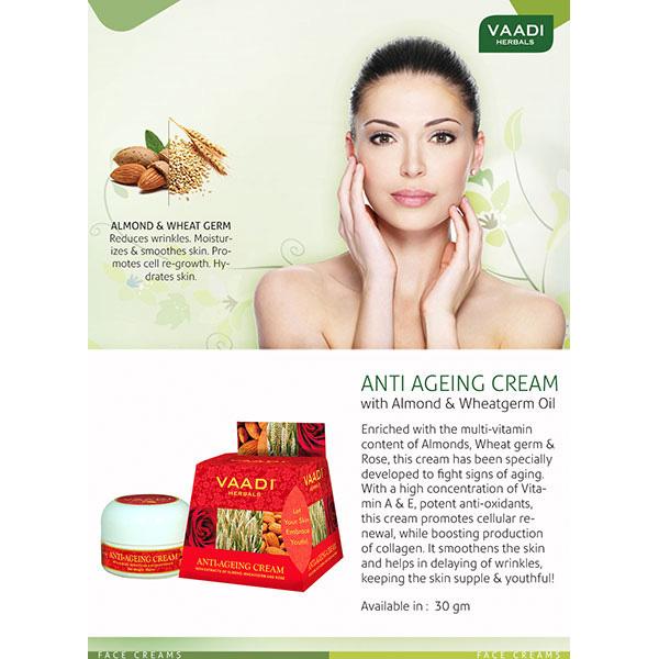Anti-Ageing Cream - Almond, Wheatgerm Oil & Rose 30 gm - Creams/Oils/Lotions