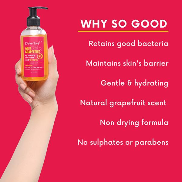 Nature Trail Wild Grapefruit Handwash with Olive Oil, Vitamin E and Glycerine, Sulphate and Paraben Free 200 ml - Hand Wash & Soaps