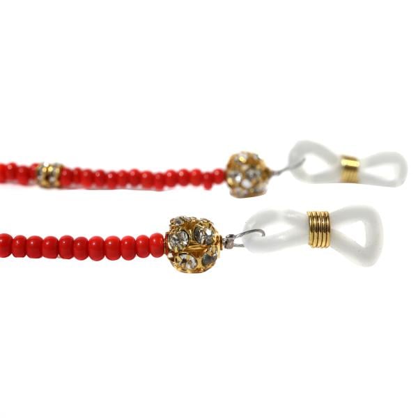 Modisch Red Moti And Golden Diamond Shine Stone Sunglasses Chain (JC-16Sr) 1's - Wearables Sunglasses