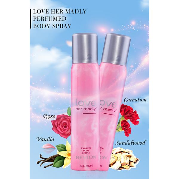 Revlon Love Her Madly Perfumed Body Spray Pack Of 3 Combo For Women (Love Her Madly + Love Her Madly + Love Her Madly Rendezvous ) 300 Ml - Women Deodorants/Roll-Ons