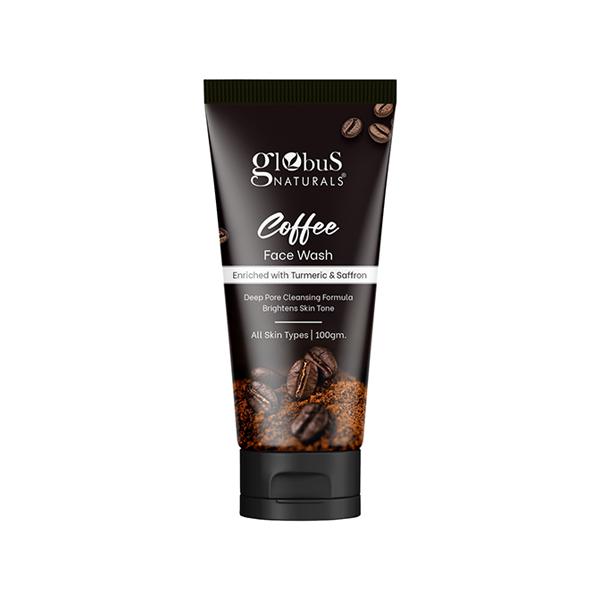 Globus Naturals Coffee Face Wash Enriched with Turmeric & Saffron, Deep Pore Cleansing 100 gm - Face Wash & Cleansers
