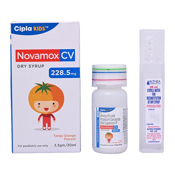Novamox CV 228.5mg Tangy Orange Flavour Dry Syrup 30ml - Bacterial Infections-Pen