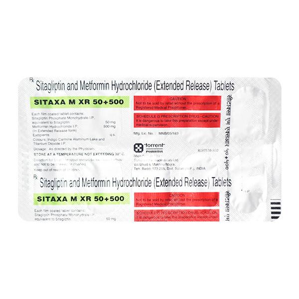 SITAXA M XR 50+500 Tablet 10's - Diabetes-Ant