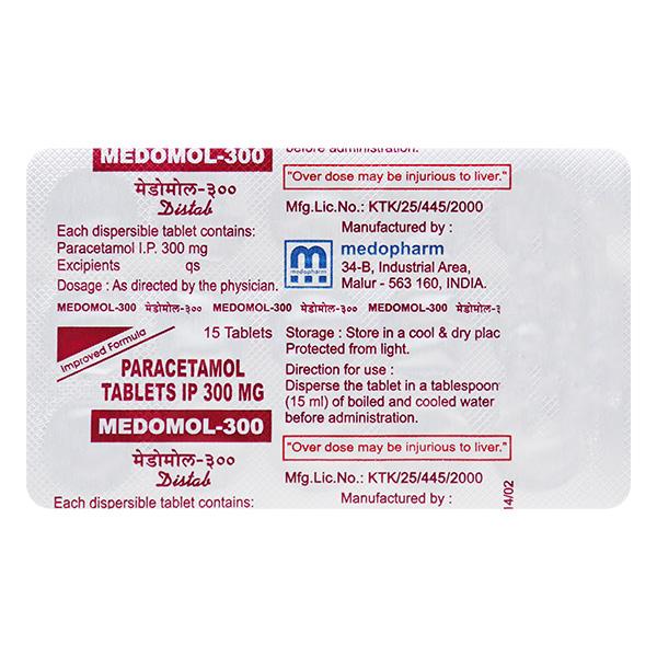 Medomol 300mg Distab 15'S - Fever-Ana