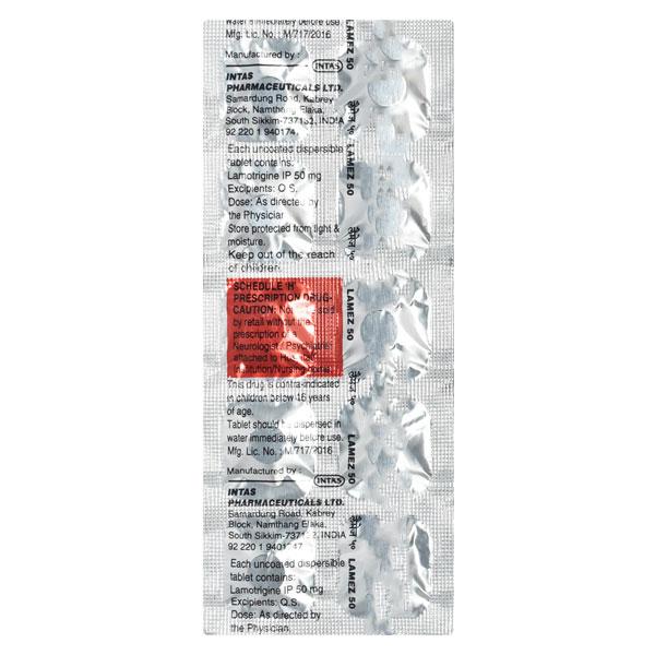 Lamez 50mg Tablet 10'S - Epilepsy/Convulsion-Ant
