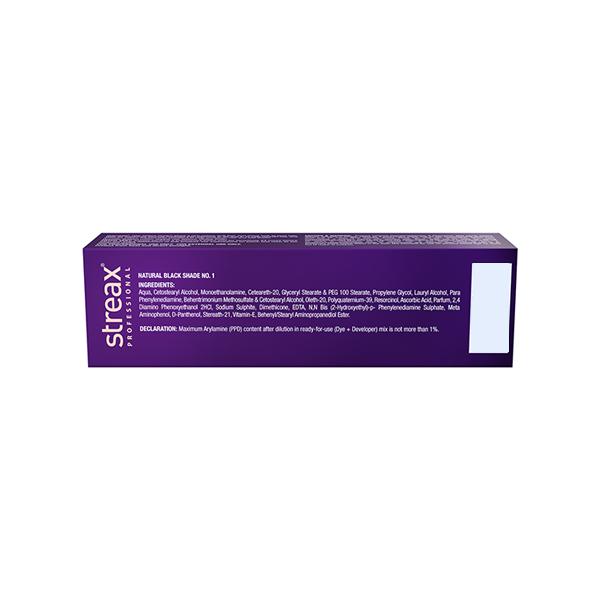Streax Professional HueMagic Permanent Hair Colour - Natural Black 1, No Ammonia 90 gm - Crème