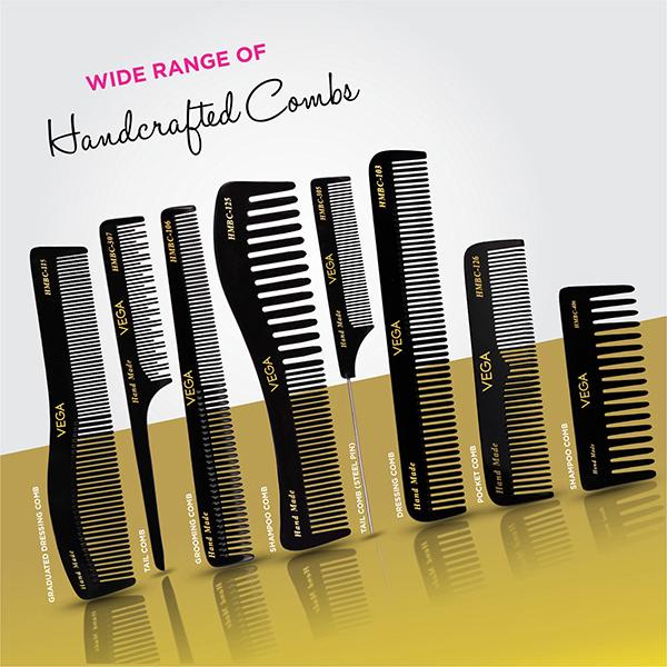 Vega Tail Hair Comb, for Women, Black (VC2HMBC-303) 2's - Hair Combs