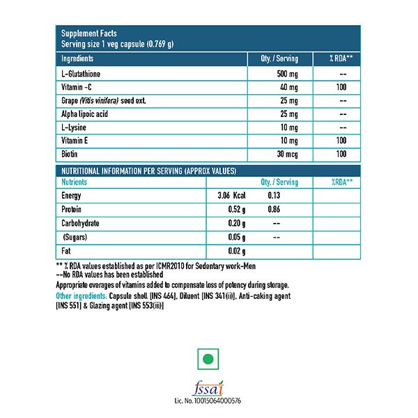 HealthKart HK Vitals Glutathione Veg Capsule 30's - Hair & Skin