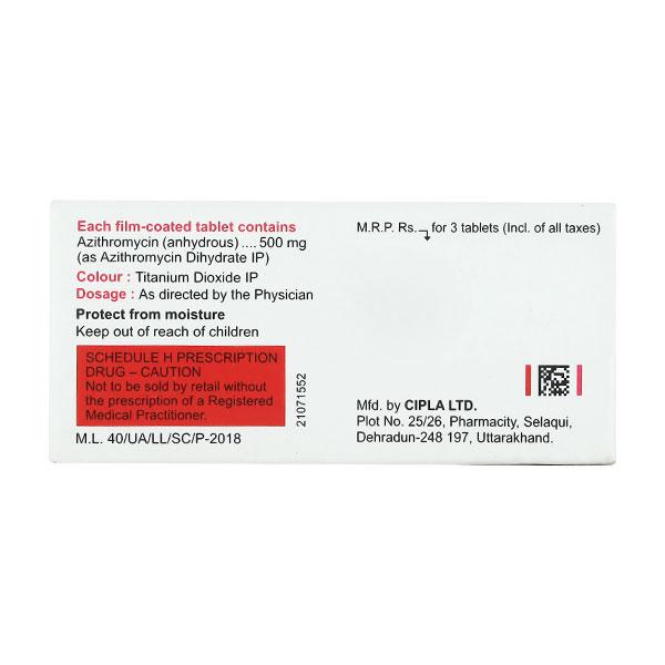 Azipro 500mg Tablet 3'S - Bacterial Infections-Mac