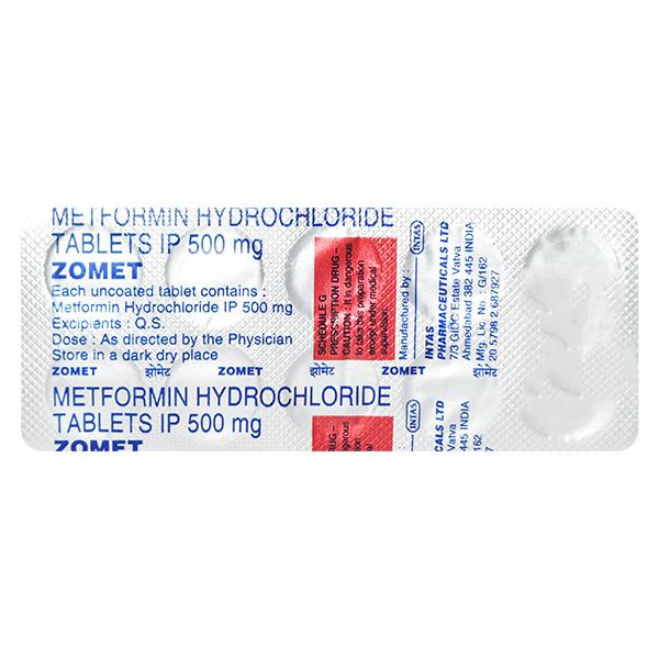 Zomet 500mg Tablet 10'S - Diabetes-Ant