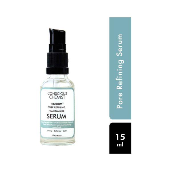 Netmeds | Conscious Chemist Pore Refining Serum 10% Niacinamide & Probiotics 15 ml