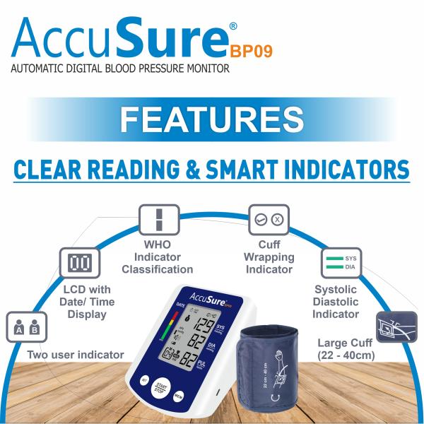 AccuSure Automatic Digital Blood Pressure Monitor - Grey (BP09) 1's - Blood Pressure Monitors