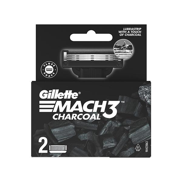 Netmeds | Gillette Mach3 Charcoal Shaving Razor Blades - Lubastrip For A Smooth Glide 2's