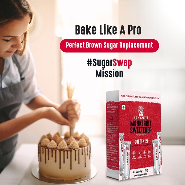 Lakanto Monkfruit Sweetener Sachets - Golden 2X (30's X 2.5 g) 1's - Sugar Substitute