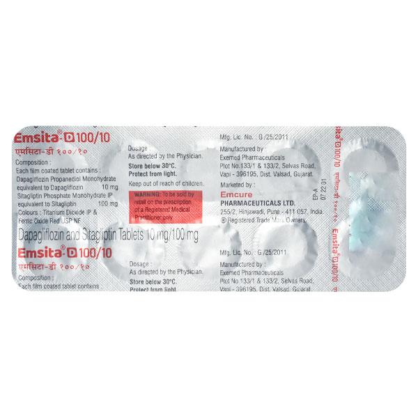 EMSITA D 100/10 Tablet 10's - Diabetes-Ant