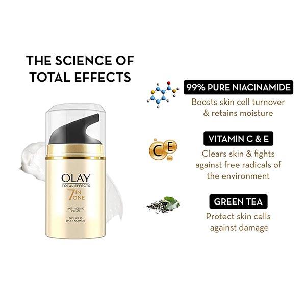 Olay Total Effects Giftpack - Day Cream with Spf 15 50gm + Cleanser 100gm 1's - Face Serum