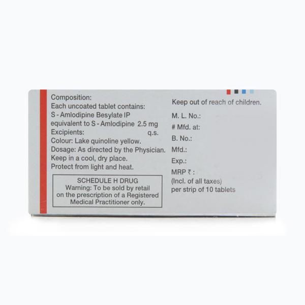 S Amlosafe 2.5mg Tablet 10'S - Hypertension-Cal