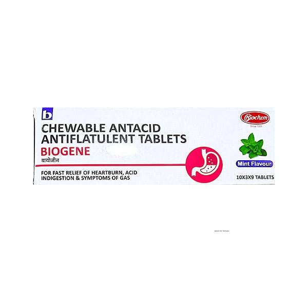BIOGENE MINT FLAVOUR Chewable Tablet 9's - Ulcer/Reflux/Flatulence-Aaa