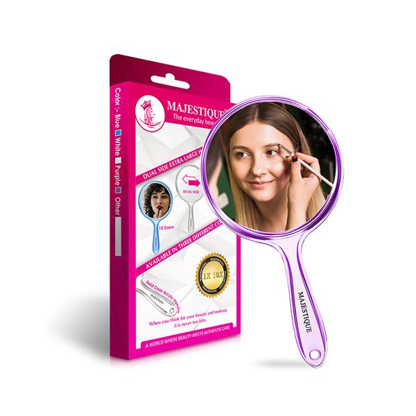 Netmeds | Majestique Dual Side Extra Large Handheld Mirror, 1X/10X Magnifying Mirror - Multicolor 1's