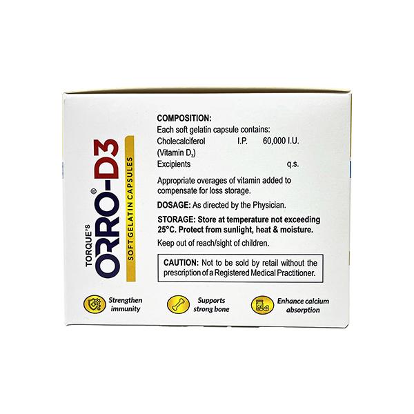 ORRO D3 Soft Gelatin Capsule 4's - Supplements-Vit