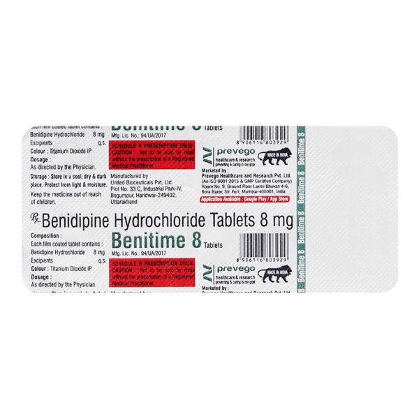 BENITIME 8 Tablet 10's - Hypertension-Cal