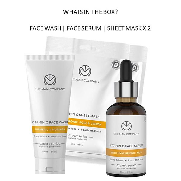 The Man Company Vitamin C Kit-2 with (Vitamin C Face Wash,Vitamin C Face Serum,Vitamin C Sheet Mask 2) 1's - Facial Kits