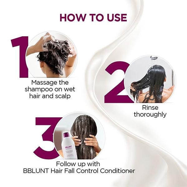 Bblunt Hair Fall Control Shampoo with Pea Protein And Caffeine for Strengthens & Reduces Hair Fall 300ml - Shampoos