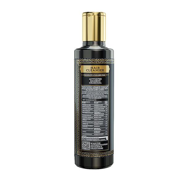 KHADI NATURAL CHARCOAL CLEANSER/SHAMPOO WITH ACTIVATED BAMBOO CHARCOAL SULPHATE PARABEN FREE 210 ml - Shampoos