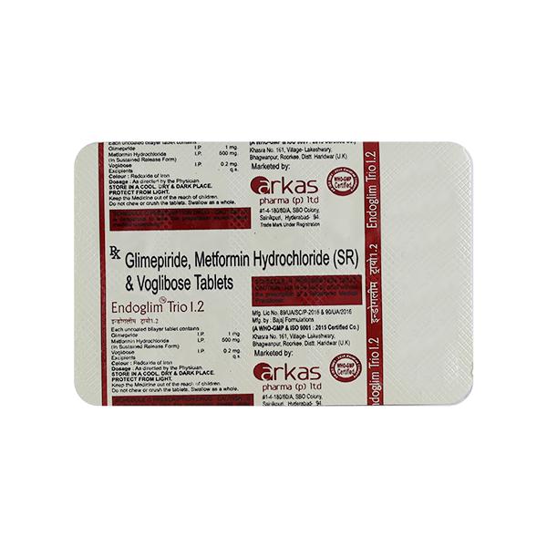 ENDOGLIM TRIO 1.2mg Tablet 10's - Diabetes-Ant