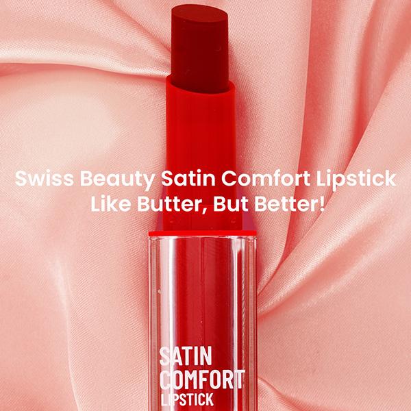 Swiss Beauty Satin Comfort Lipstick-Red Dahlia 3 gm - Lipsticks