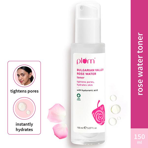 Plum Bulgarian Valley Rose Water Toner, Hyaluronic Acid and Rose Extracts, for all Skin Types 150 ml - Toners
