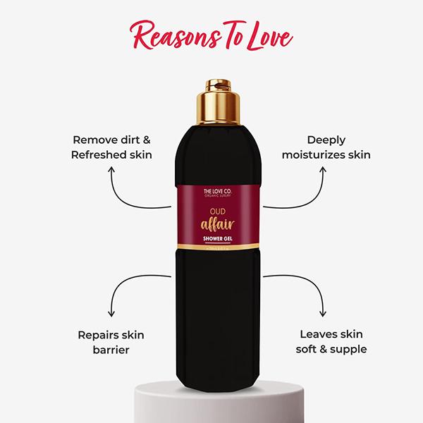 The Love Co. Oud Affair Body Wash - Luxury Shower Gel - Bath & Body Care - Men & Women - All Skin Types - 100% Vegan 250 ml - Shower Gels & Body Wash