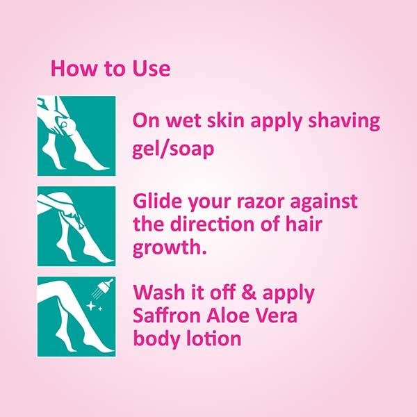 Vi-John Feather Touch Twin Blade Shaving Razors with Lubricating Aloe Vera Strip for Women 5's - Hair Removal Cream